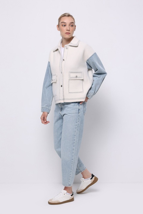 COLIN'S, Jacheta cu maneci contrastante, Alb murdar/Albastru, L