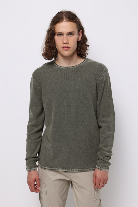 COLIN'S, Pulover de bumbac cu decolteu la baza gatului, Kaki