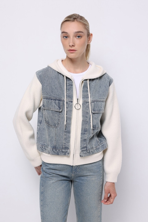 COLIN'S, Jacheta cu model 2 in 1, Gri deschis/Crem