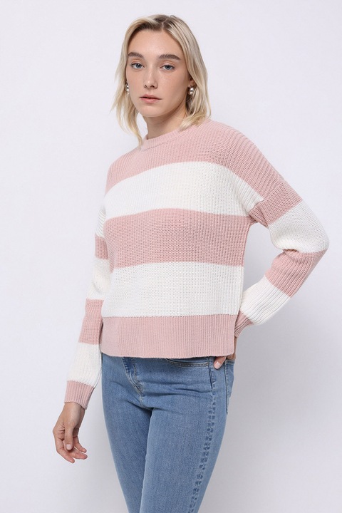 COLIN'S, Pulover cu maneci cazute, Roz pastel/Alb murdar