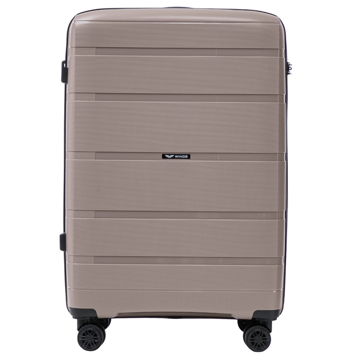 Troler WINGS HAWFINCH L, polipropilenă durabilă, 4 roți duble, Bej, 75x50x30cm