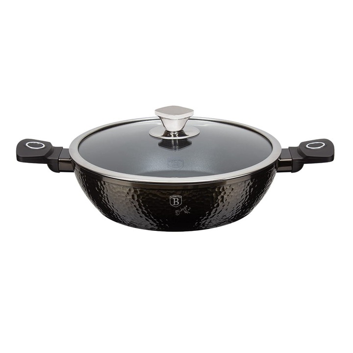 Oala taiata titan, Berlinger Haus, 28cm, 3.8L, culoare verde maslin, cu capac din sticla