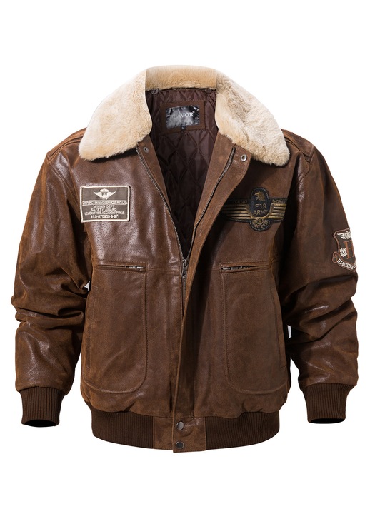 piele barbati FLAVOR, bomber, maro, Maro
