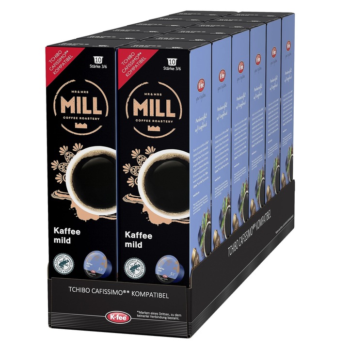 Capsule de cafea Mr & Mrs Mill, ușoară, filtrată, 120 capsule, set