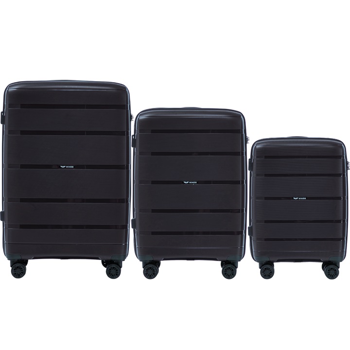 Trolere de calitate superioara set complet pentru familie design modern si durabil Polipropilena Negru WINGS