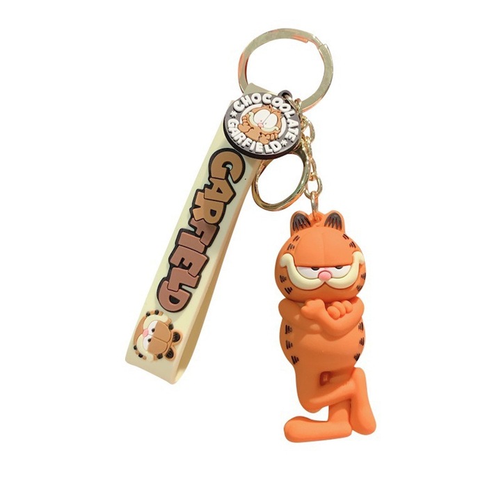 Garfield kulcstartó, vicces ajándék, PVC + fém, 6cm