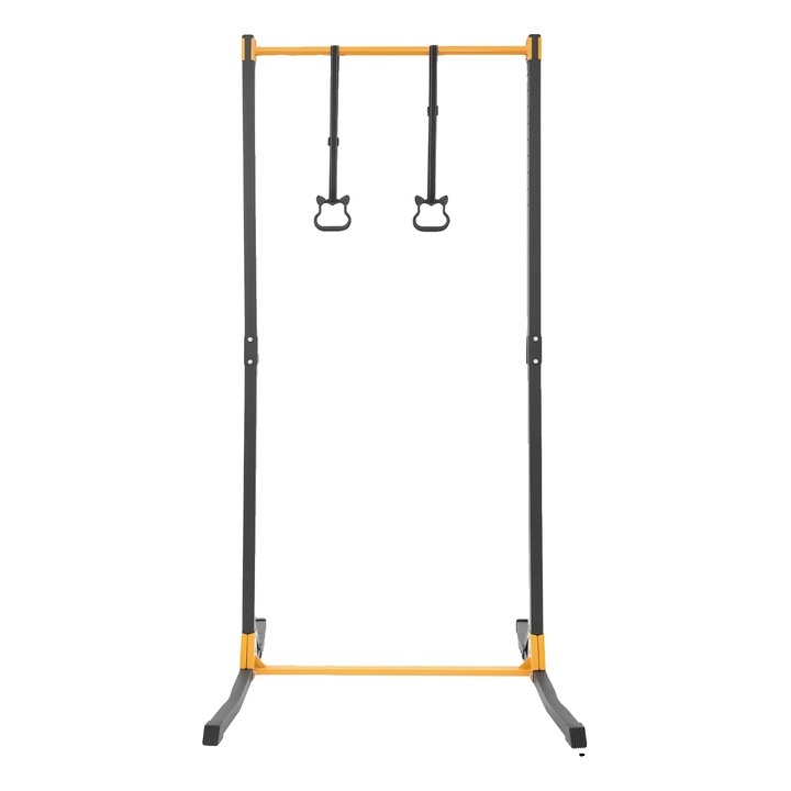 Bara de tractiune, ajustabila, statie de exercitii multifunctionala, neagra/galbena, dimensiuni compacte