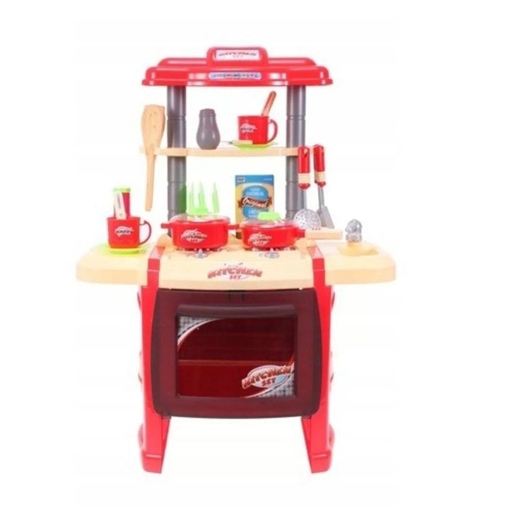 Комплект за игра Malplay Kitchen с аксесоари и червена фурна 65 см