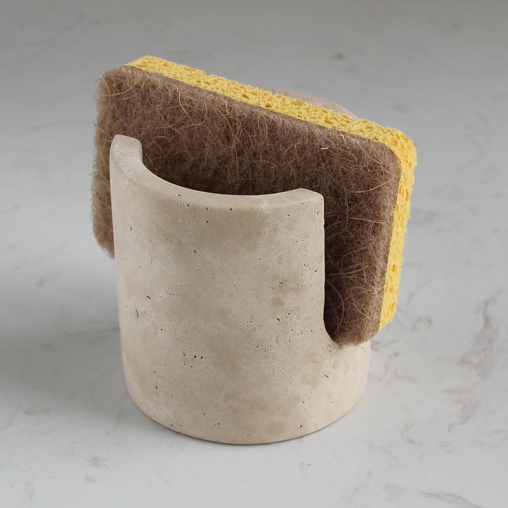 Suport burete chiuveta travertin natural uscare rapida 12x8x5cm