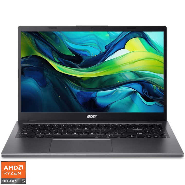 Лаптоп Acer Aspire 15 A15-41M, AMD Ryzen™ 5 8640HS, 15.6'' Full HD, IPS, 16GB DDR5 RAM, 512GB SSD, AMD Radeon™ 760M, No OS, Steel Gray