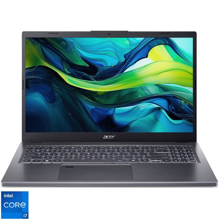 Laptop Acer Aspire 15 A15-51M-7859, Intel® Core™ i7-13620H processzorral akár 4.9GHz-ig, 15.6'', Full HD, IPS, 16GB LPDDR5 RAM, 1TB SSD, Intel® UHD Graphics, operációs rendszer nélkül, Steel Gray