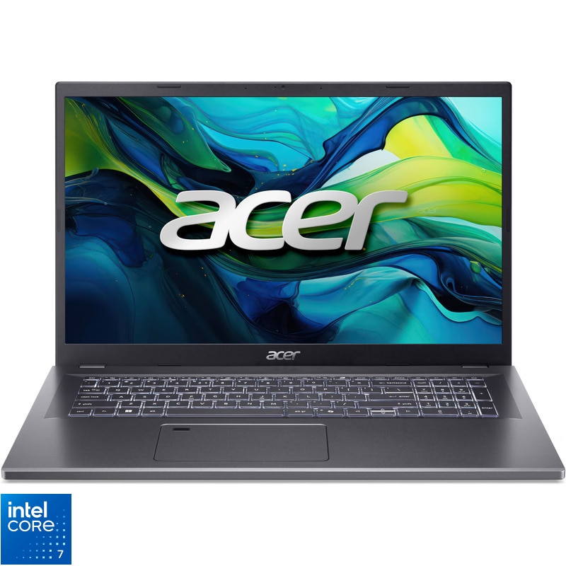 Laptop Acer Aspire 17 A17-51M cu procesor Intel® Core™ 7 150U pana la 5.4GHz , 17.3'' Full HD, IPS, 16GB LPDDR5 RAM, 512GB SSD, Intel® Graphics, No OS, Steel Gray