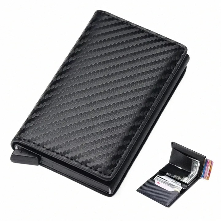 Férfi pénztárca RFID védelemmel, Zola, 6 kártyarekesszel, bankjegytartóval, ekológikus bőr, 10 x 6,5 x 2 cm, fekete