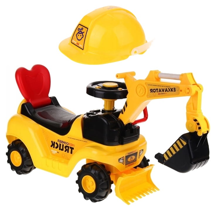 Excavator Pegaz pentru copii, cu casca, 60x25,5x37,5cm, manevrabil, interactiv, galben