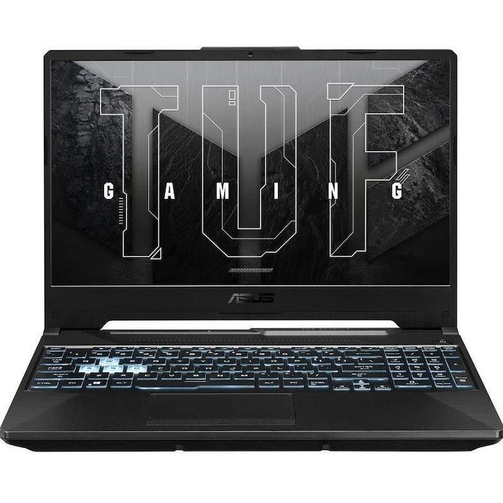 Asus TUF Gaming A15 FA506NCG-HN211 laptop, 15.6 hüvelykes 1920 x 1080, AMD 7445HS 6 C / 12 T, 3.55 GHz - 4.7 GHz, 6 MB 16 MB gyorsítótár, 16 GB DDR5, 512 GB SSD, Nvidia GeForce RTX 3050, Operációs rendszer nélkül, Fekete