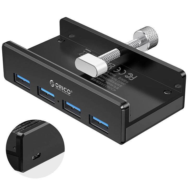 Orico USB хъб 4 порта USB-A 5Gbps, за бюро, черен