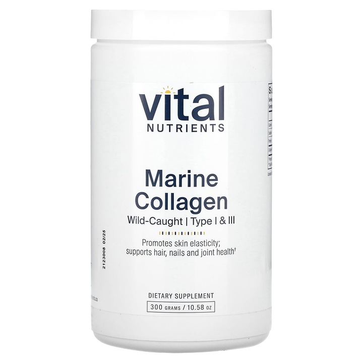 Colagen marin, Vital Nutrients, tip I si III, 300g, pudra, fara zahar, fara gluten