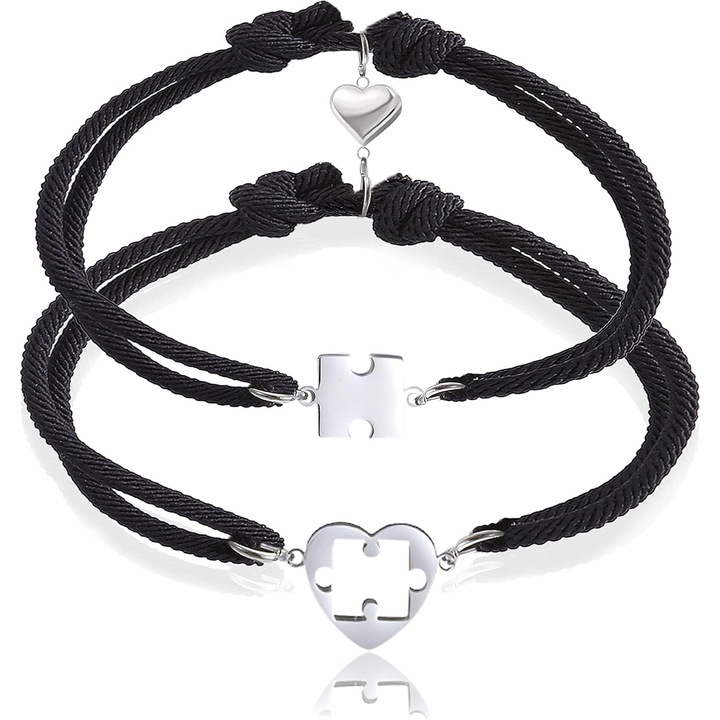 Bratari Cuplu Magnetice – Set 2 Bucati din Otel Inoxidabil, Cadou Romantic