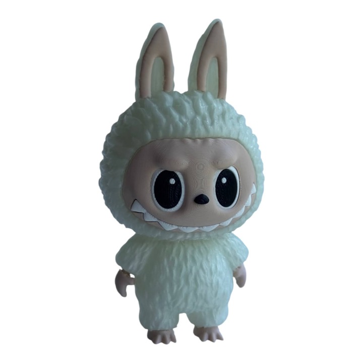 Figurina 3DONE MODELS Labubu, printată 3D, verde fluorescent, 12cm, cadou set