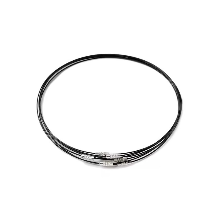 5 buc Baza colier la baza gatului fir metalic putin flexibil inchizatoare metalica cu filet culoare negru fara pandantiv