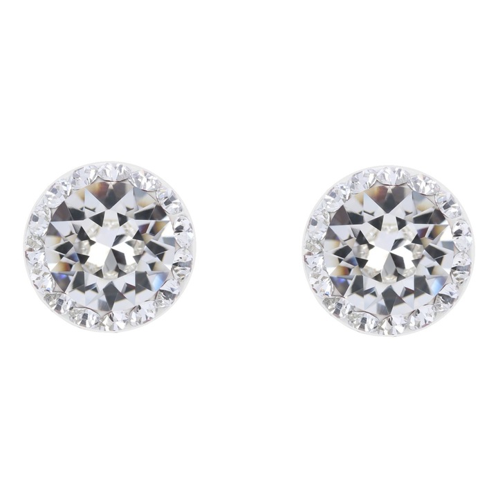 Cercei argint, 9mm, crystal