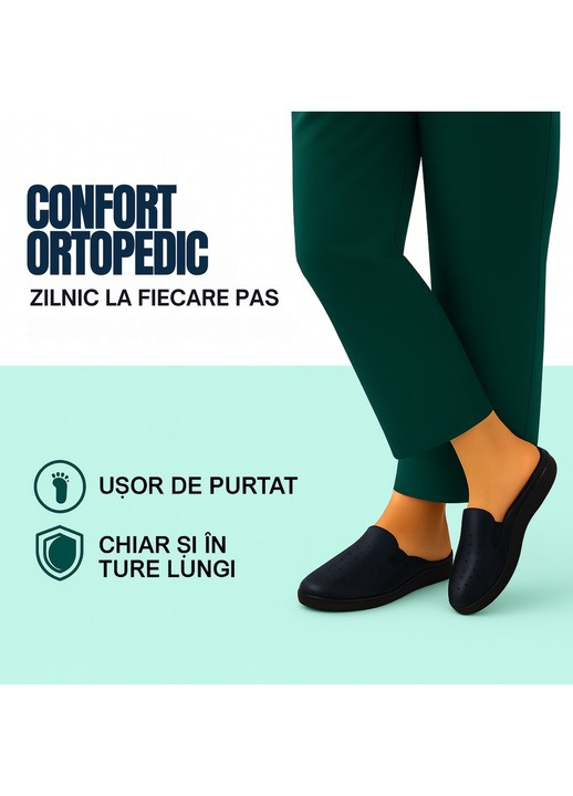 Saboti anatomici bleumarin cu elastic, piele naturala 39