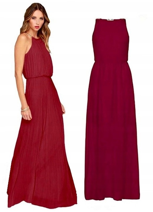 Rochie lunga Pan i Pani Gadżet, pliseata, vin rosu, dimensiune universala