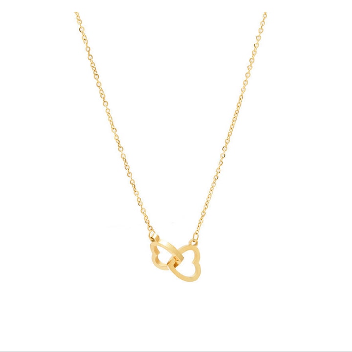 Colier dama, black King, inox, Design mic, colier dublu dragoste