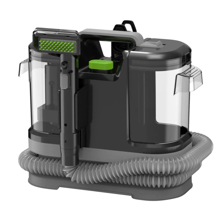 Aspirator portabil pentru covoare, rezervor dual, capete de perie interschimbabile, negru