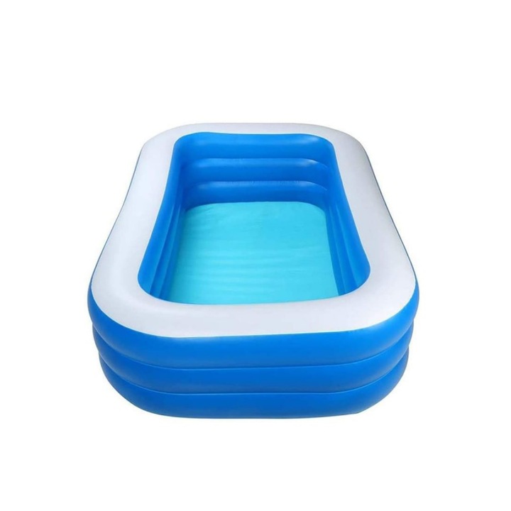 Macvi® felfújható medence tartós PVC-ből, 210×150×60 cm, 2–4 személyes, vastag falak, kényelmes kialakítás kertbe és udvarra