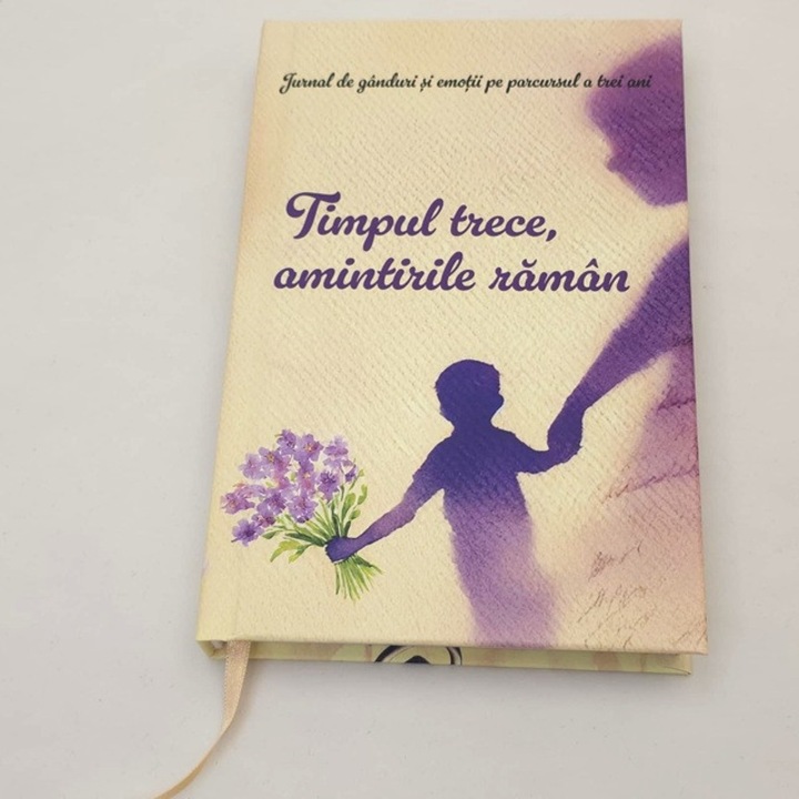 Jurnal pentru 3 ani "Timpul trece, amintirile raman", 3 ani diferiti in aceeasi pagina, potrivit pentru mamici, maternitate, notite personale, ganduri, emotii, idee de cadou pentru viitoare mamici, semn tip snur, 21X14cm, 380 pagini, multicolor, SIPEDO
