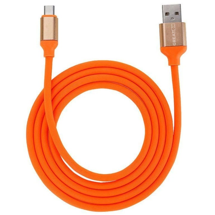 GREATON USB Type-C кабел, USB-C кабел за бързо зареждане и данни, дължина 1 м, оранжев