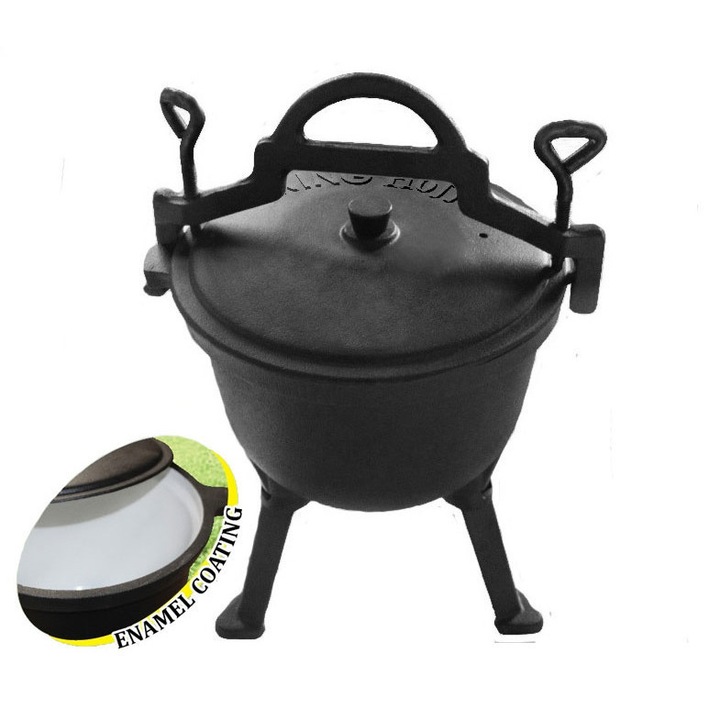 Емайлиран казан 10л, KINGHOFF, с 3 крака, височина 39см, диаметър 32см, тегло 20кг