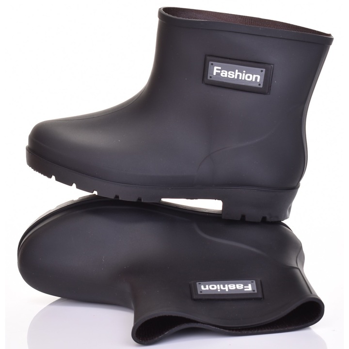 Cizme dama Martinus Wellington scurt, impermeabile, negre, cauciuc, usor de imbracat