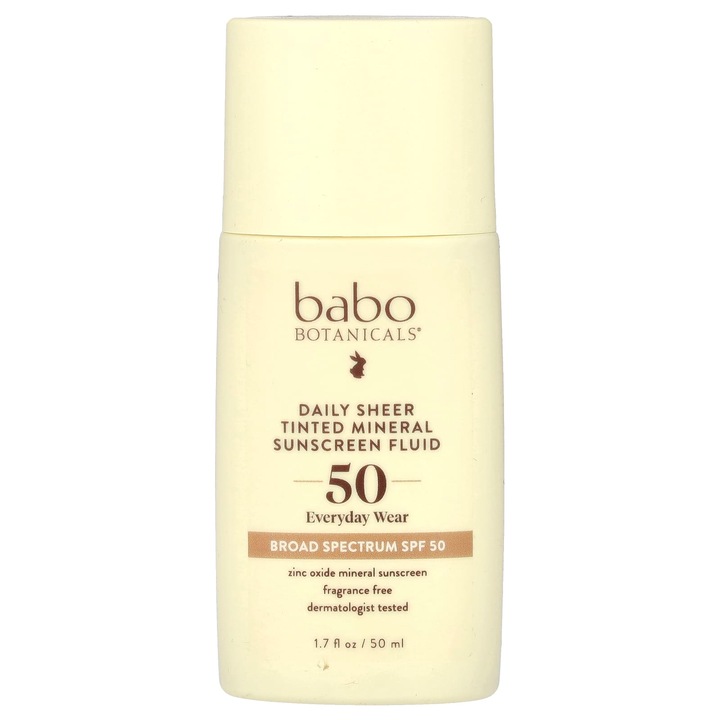 Balsam mineral de protectie solara nuantat, SPF 50, Babo Botanicals, 50 ml, fara parfum