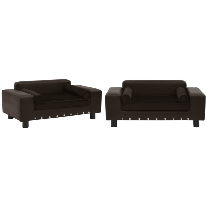Canapea pentru caini, maro, 81x43x31cm, plus & piele ecologica