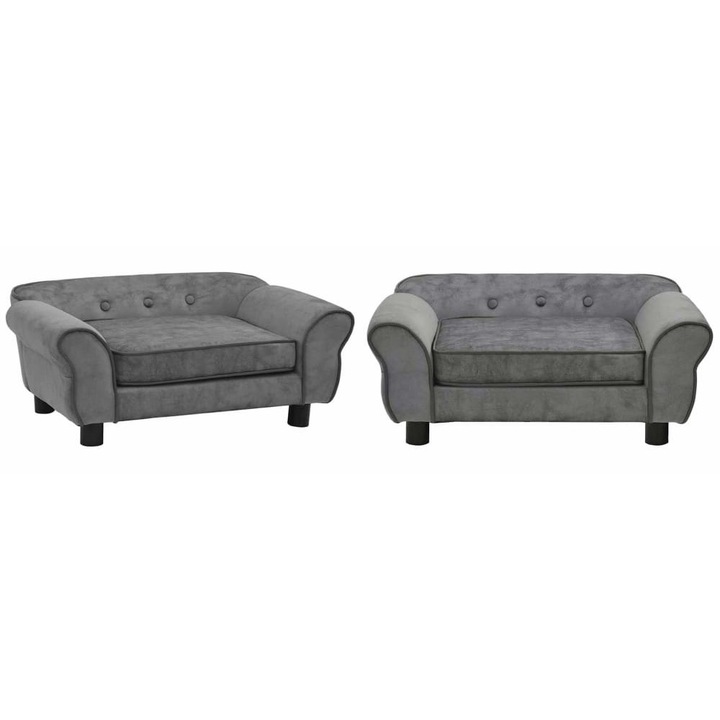 Canapea pentru caini, gri, 72x45x30 cm, plus
