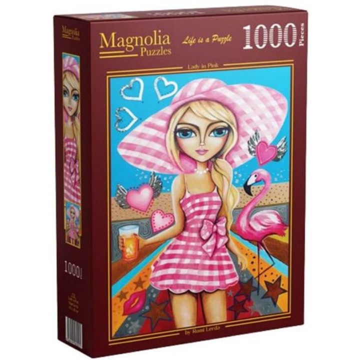 Puzzle Magnolia cu 1000 de piese - Doamna in roz (1721)