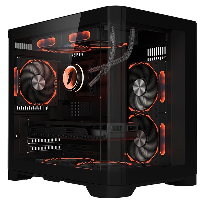 Sistem PC Gaming 1stPlayer® cu Intel® Core™ i9 12900KF Alder Lake 5.2 GHz, 32GB DDR5, SSD 1 TB M.2, GeForce® RTX™ 5060 8 GB GDDR7, liquid cooling, WiFi, UV5B96, No OS
