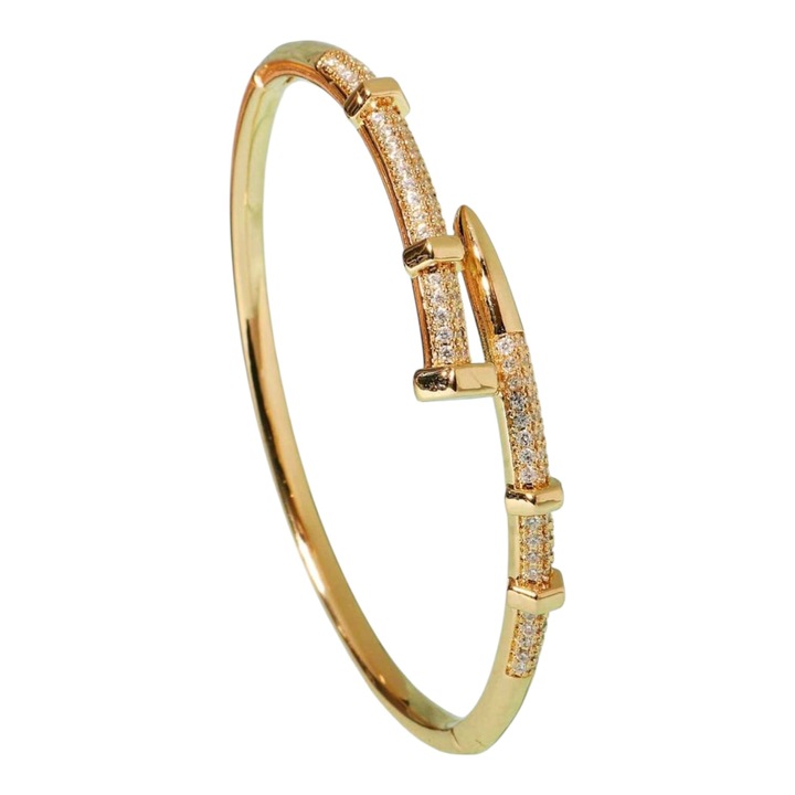 Bratara dama, aurie, din aliaj, rotunda, reglabila, 10cm