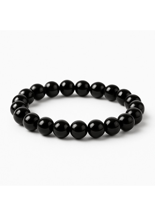 Bratara Elastica cu Margele de Turmalina Neagra de 8mm - Protectie si Echilibru