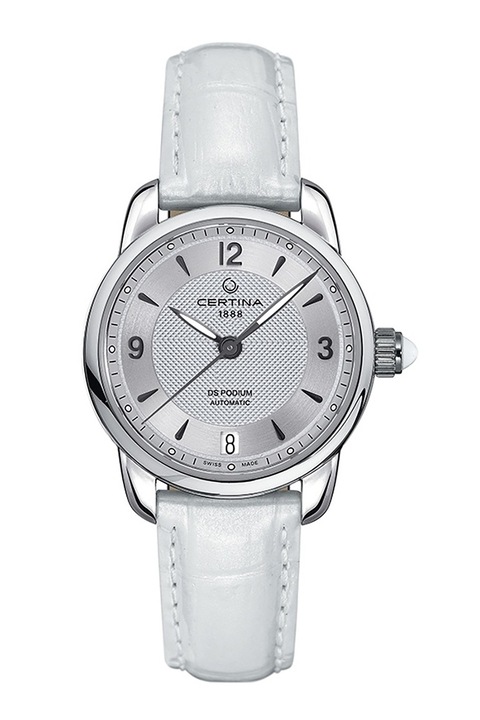 Certina, Автоматичен часовник Podium Lady с кожена каишка, Бял