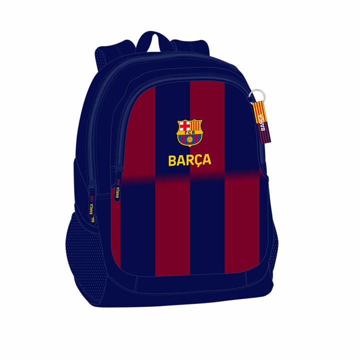 Ghiozdan F.C. Barcelona Albastru-Castaniu, 32x44x16 cm, Infantil, Sportiv