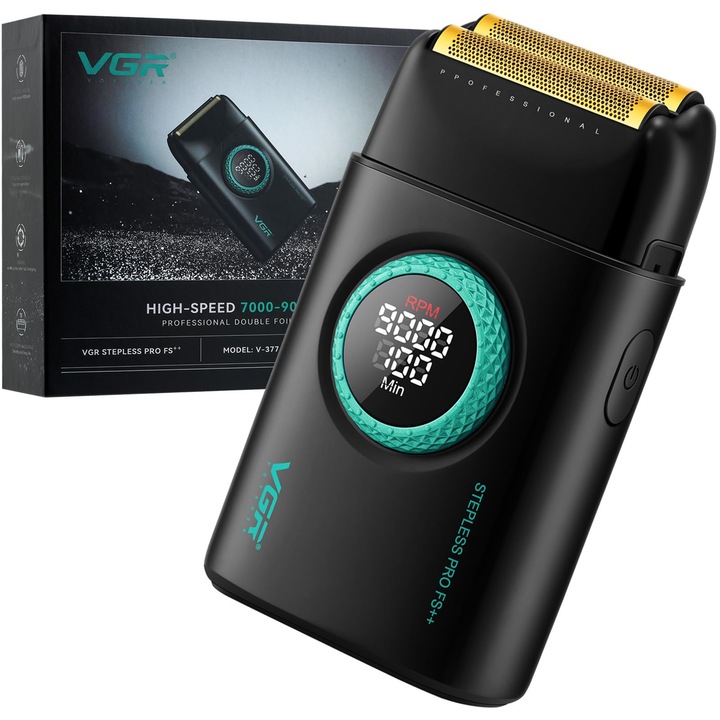 Електрическа машинка за подстригване VGR 377, черна, преносима, 9000 оборота в минута