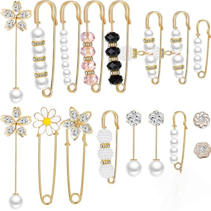 Set de brose din 17 piese cu perle, metal, SHEFEITE, multicolor