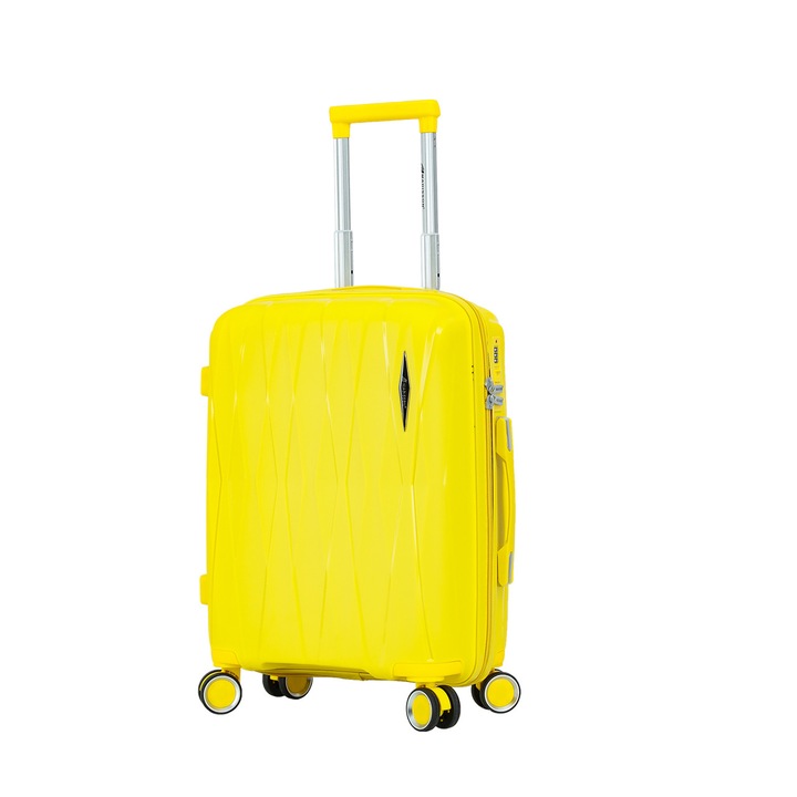Куфар Madisson SW51103, за ръчен багаж, 100% полипропилен, 55x37x21 см, ръчен багаж, заключване, 4 колела 360°, жълта