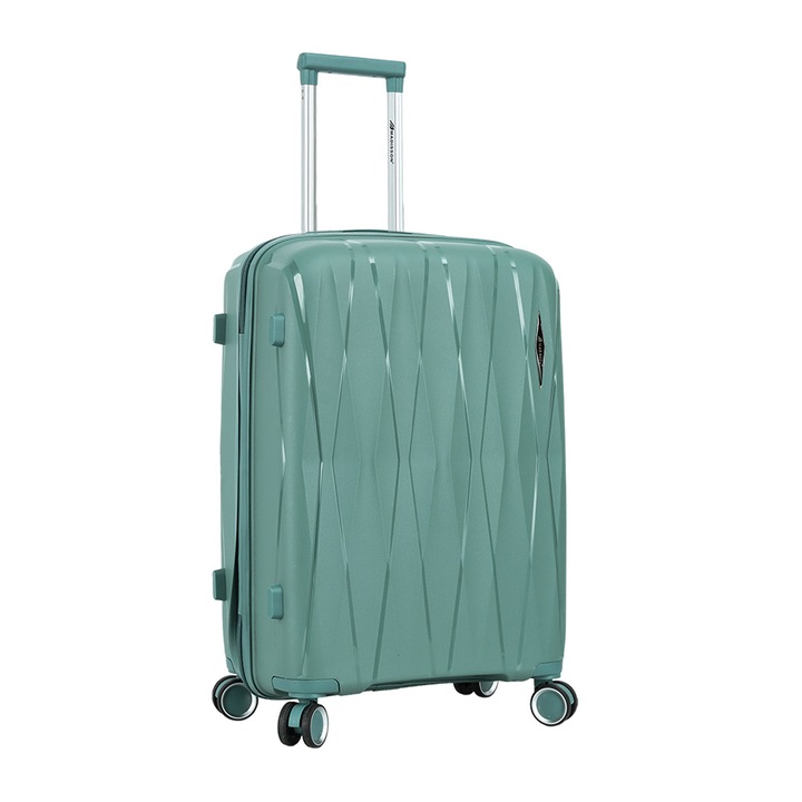Куфар Madisson SW51103, Среден, 100% полипропилен, 67x43x25 см, регистриран багаж, заключване, 4 колела 360°, зелена
