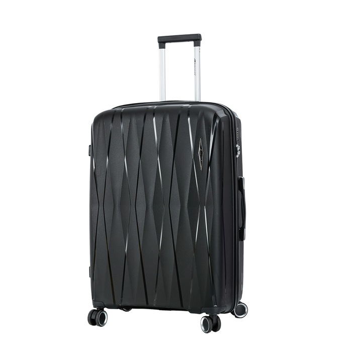 Troler mare Madisson SW51103, 100%polipropilena, 77x50x29 cm, bagaj de cala, cifru, 4 roti 360°, negru