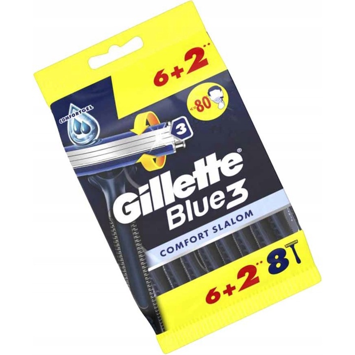 Gilette aparat de ras blue3 comfort slalom, 8buc/set