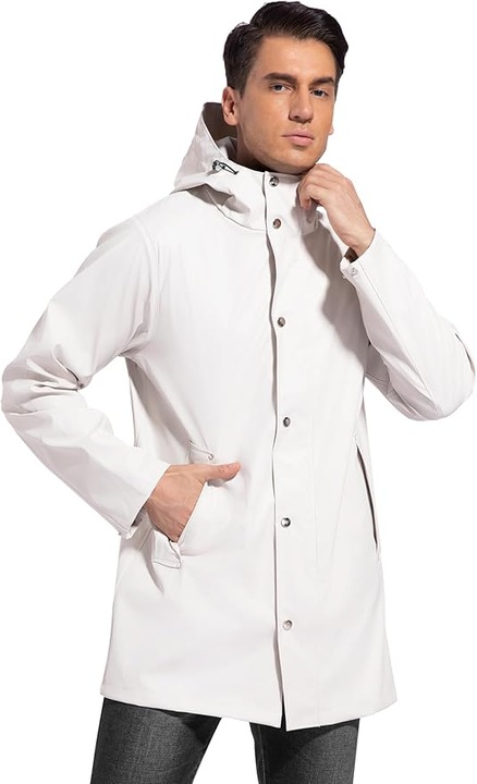 Jacheta de Ploaie Barbati, Impermeabila, Rezistenta la Vant, Usoara, cu Gluga, Ideala pentru Drumetii, Ciclism si Activitati Outdoor, Culoare Bej, Marimea S